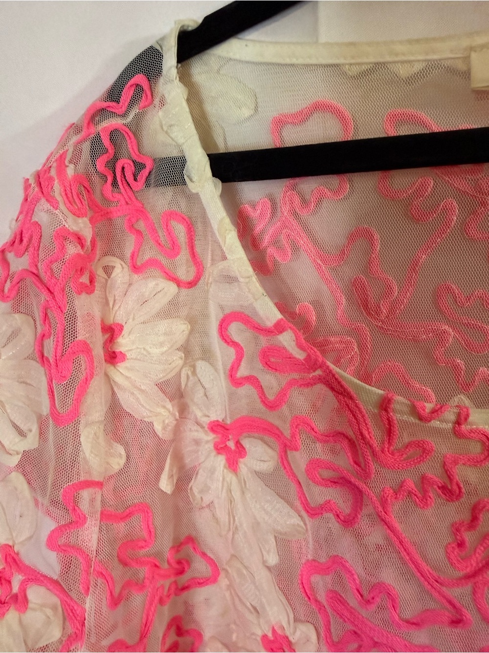 Anthropologie Meadow Rue Women’s Pink Floral Lace Short-Sleeve Top - Picture 3 of 5